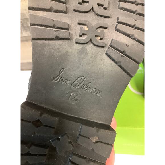 Sam Edelman Kids 12M Black Leather Lydell Mini Combat Boot Lace Up Classy LB13-8 - Picture 5 of 7